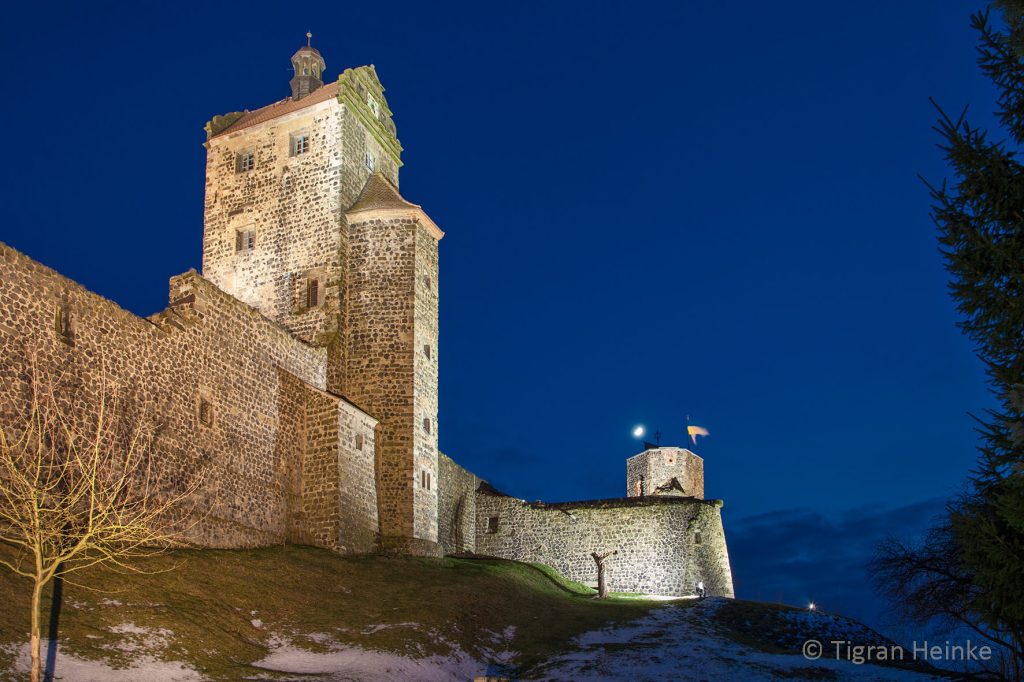 Burg Stolpen fotografiert zur "Blauen Stunde"